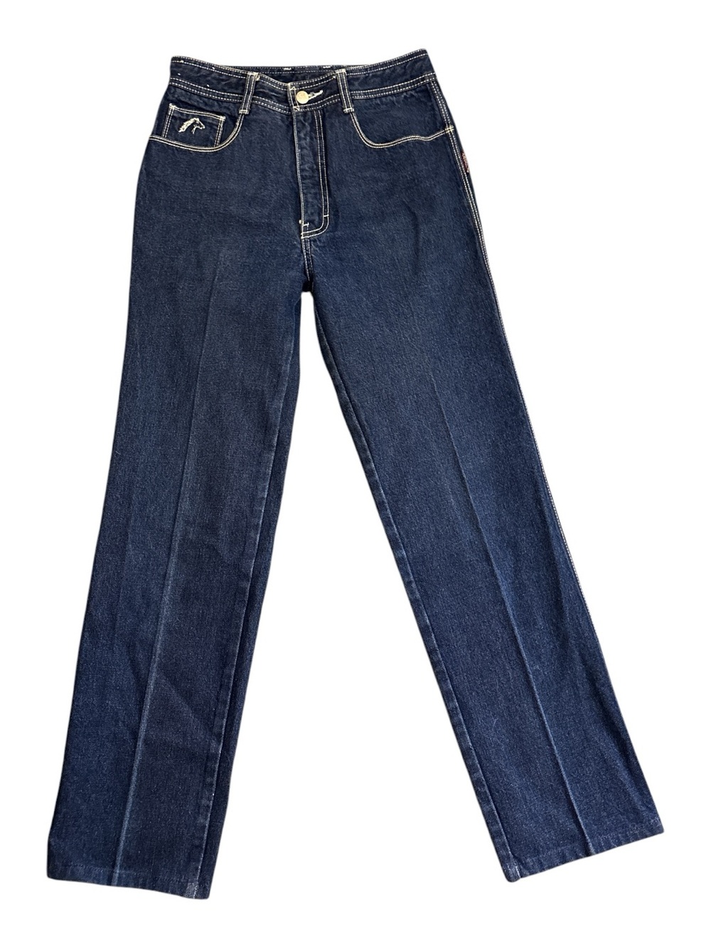 VTG 80s Jordache High Waisted Straight Leg Jeans Dark Wash Contrast Stitch 30